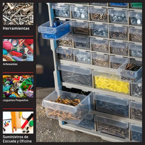 Miniatura 5 de Stalwart Organizador de Piezas Pequeñas de Plástico de 39 Cajones - Cajones de Almacenamiento de Escritorio o Pared para Organizar Ferretería