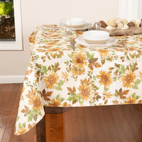 EVERYDAY LUXURIES Mantel cuadrado impermeable de 52 x 52 pulgadas, resistente a las manchas y a las arrugas, mantel decorativo de vinilo de campos