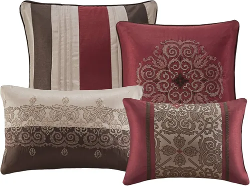 Miniatura 14 de Madison Park Essentials Delaney - Juego de edredón de 24 piezas Room In A Bag, jacquard de satén, ropa de cama de lujo para todas las estaciones