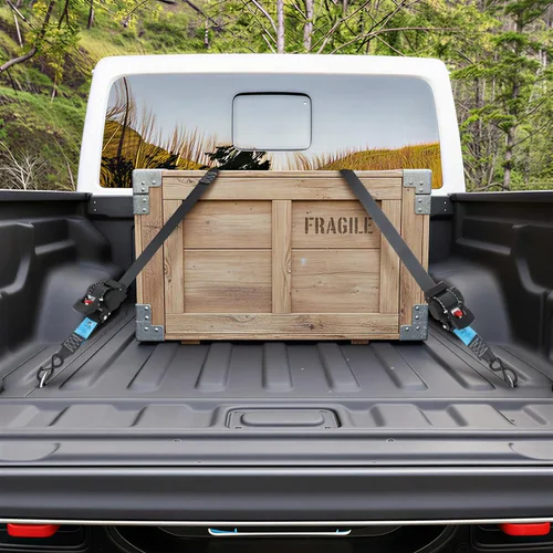 Miniatura 5 de ANLULOAD Paquete de 2 correas de trinquete retráctiles (2 pulgadas x 14.7 pies), correas de carga para maletero, motocicletas de garaje, ATV