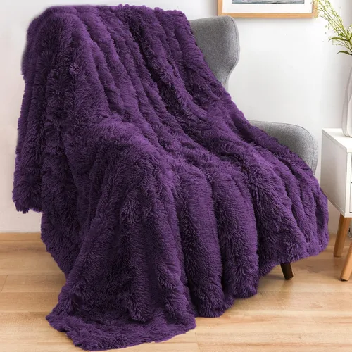 Miniatura 12 de GONAAP Manta de Tiro de Piel Sintética Mullida Tamaño Twin Rosa Claro Súper Suave Acogedora Felpa Mullida Lanuda para Sofá, Sillón o Cama