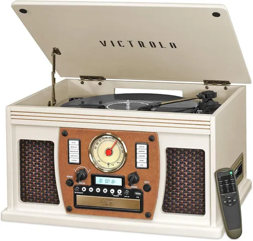 Miniatura 13 de Victrola Navigator - Reproductor de discos Bluetooth 8 en 1 con altavoces integrados, tocadiscos de 3 velocidades, reproductor de CD, cassette