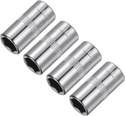 Miniatura 11 de uxcell 4 Pcs 1/4-Inch Drive 0.197 in 6-Point Zócalo poco profundo, métrico, acero con cromado