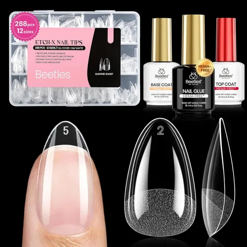 Miniatura 10 de beetles Gel Polish Pegamento para uñas de gel 9 en 1 para puntas de uñas acrílicas transparentes, pegamento para uñas con brocha súper fuerte