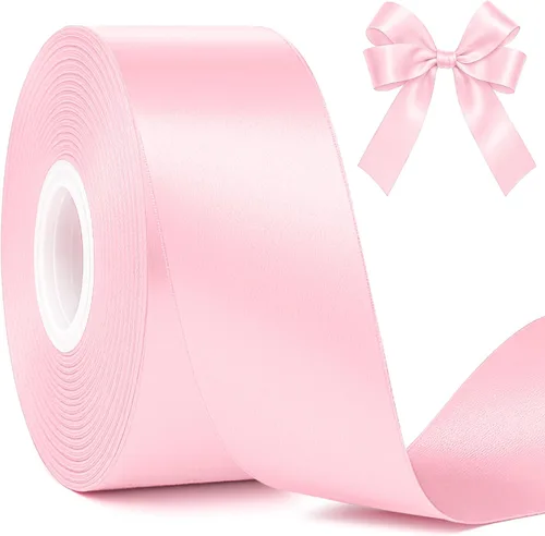 Fullive Cinta rosa de 1 1/2 pulgadas, 30 yardas de cinta rosa para envolver regalos, cintas de satén de poliéster para el día de la madre, para