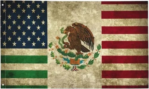 Bandera de Amistad México Estados Unidos 3x5 Pies Bandera Americana Jardín Patio Estandarte Exterior Decorativo Letrero de EE.UU Bandera de la