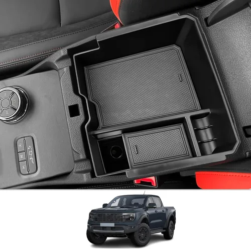 Miniatura 9 de CDEFG Organizador de consola central para Ford Ranger 2026 2026 (Raptor/Lariat/XLT/XL) Accesorios Bandeja de consola central reposabrazos caja