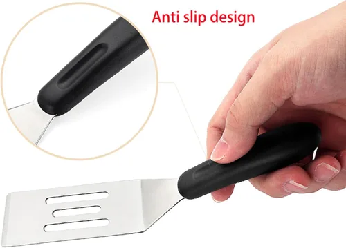 Miniatura 6 de Mini espátula de metal ranurada para sartén de hierro fundido, utensilio de cocina de acero inoxidable para filetes, huevos, panqueques, brownies