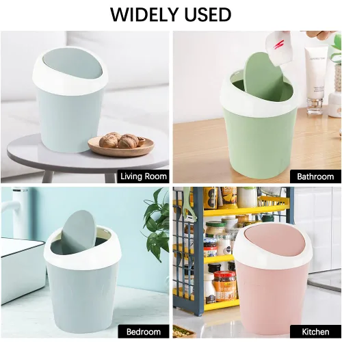 Miniatura 6 de SITAKE 2 cubos de basura de plástico con 120 bolsas de basura, pequeño cubo de basura de escritorio con tapa abatible para el hogar, oficina