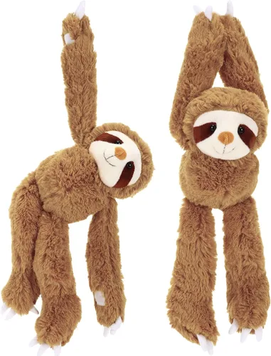 Queekay 2 Paquetes de Peluches de Perezoso Colgantes de 18 Pulgadas, Perezoso de Tres Dedos con Manos de Velcro para Adolescentes y Adultos, Regalos