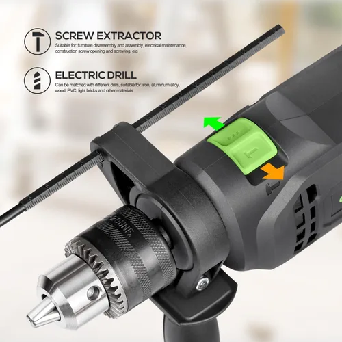 Miniatura 5 de GALAX PRO Taladro de martillo con cable de 4.5 amperios 0-3000 RPM, 5 brocas, martillo y taladro, 2 funciones en 1 con 12 velocidades variables