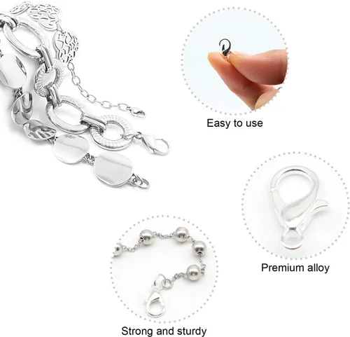 Miniatura 3 de FENGWANGLI Cierre de collar para hacer joyas, 300 piezas de cierres pequeños de langosta y anillos de salto para hacer joyas, pulseras y llaveros