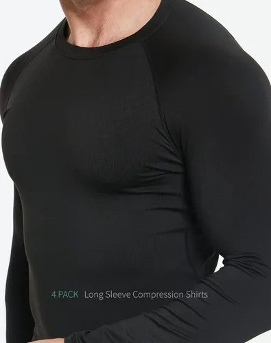 Miniatura 8 de Paquete de 5 o 4 camisetas de compresión para hombre, manga larga, atlética, capa base, camiseta interior para entrenamiento