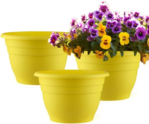 Miniatura 27 de RooTrimmer Juego de 10 macetas de 8 pulgadas con agujeros de drenaje y platillos, macetas para plantas de interior y exterior, macetas de orquídeas