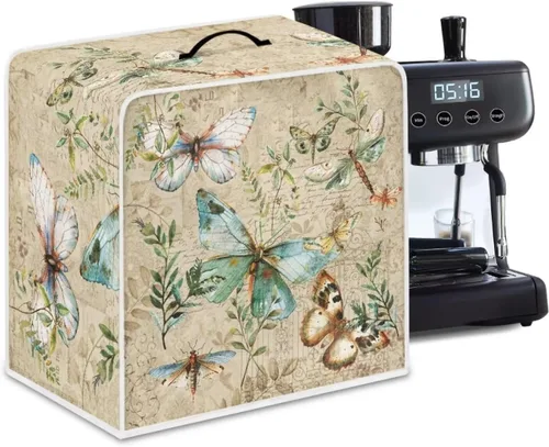 Miniatura 43 de DISNIMO Cubierta antipolvo para cafetera de mariposa azul, fundas para máquina de hacer café de cocina con mango superior, cubierta