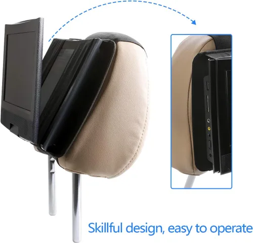 Miniatura 4 de Hikig Soporte para reposacabezas para reproductor de DVD, soporte portátil para reposacabezas de asiento trasero de automóvil, giratorio y abatible