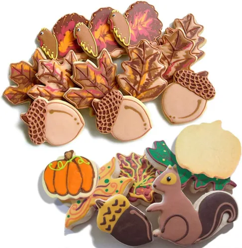 Miniatura 7 de Cortadores de galletas de Acción de Gracias, 8 piezas de hojas de otoño, juego de cortador de galletas de pavo, calabaza, hoja de arce, roble, maíz