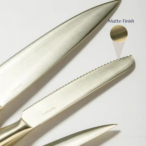 Miniatura 7 de JazzUpCo Juego de cuchillos alemanes de acero inoxidable, aptos para lavavajillas, cuchillos de cocina afilados con precisión, diseño moderno que