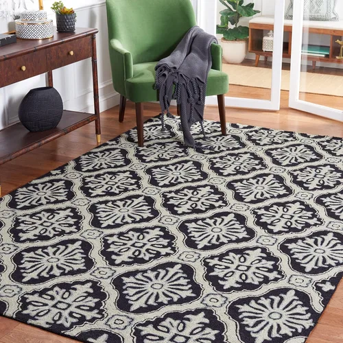 Miniatura 7 de SAFAVIEH Easy Care Collection EZC122B - Alfombra decorativa de enrejado con gancho a mano, 2 x 3 pies, color crema