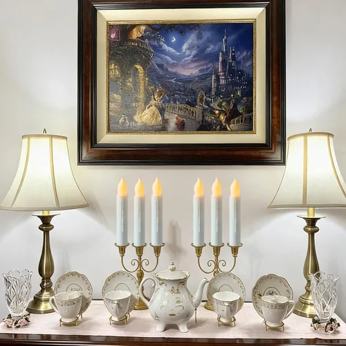 Miniatura 7 de Lezonic - Velas cónicas sin llama operadas por batería, 24 piezas de velas LED blancas para ventanas de Navidad, velas cónicas cortas de 15 cm
