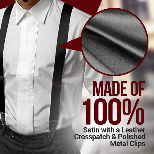 Miniatura 3 de HOLD'EM Tirantes de seda 100% para hombre, vestido de clip y tirantes esmoquin fabricado en Estados Unidos