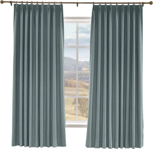Miniatura 11 de Macochico Cortinas opacas de lino sintético de 52 pulgadas de ancho x 63 pulgadas de largo, panel de cortinas plisadas para dormitorio, aulas