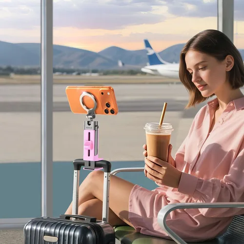 Miniatura 5 de Soporte de teléfono para avión, artículos esenciales de viaje para mujeres, soporte magnético para teléfono para MagSafe, imán fuerte N55, giratorio