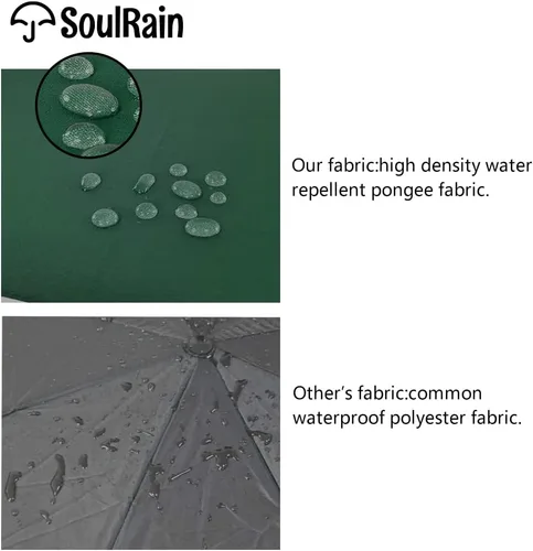 Miniatura 7 de SoulRain Paraguas de arco clásico con mango de madera de 48 pulgadas, apertura automática, resistente al viento, irrompible, paraguas de lluvia