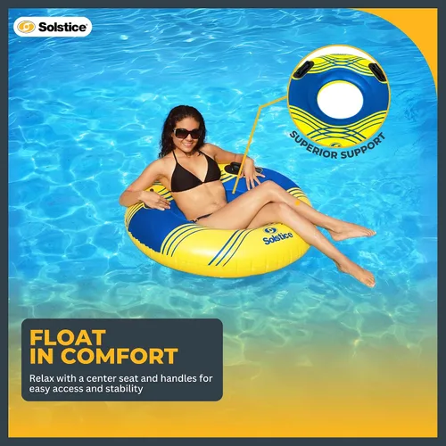 Miniatura 4 de SOLSTICE Flotador inflable para río, balsa de río, flotador, tubo de piscina, 1 persona, tamaño de 42 pulgadas, asas de agarre para ríos, lago