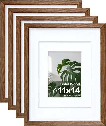 Miniatura 94 de Egofine - Juego de 4 portarretratos 8 x 10 pulgadas de madera maciza y cubierta de plexiglás de 4 x 6/5 x 7 pulgadas con paspartú u 8 x 10 pulgadas