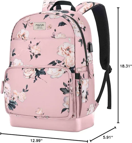 Miniatura 7 de MOSISO Mochila para laptop de 15.6 a 16 pulgadas para mujer, bolsa de poliéster antirrobo, elegante, informal, con correa de equipaje y puerto