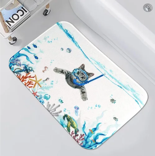 Miniatura 10 de Funny Cat Small Bathroom Rugs Non Slip Super Absorbent Quick Dry Ultra Thin Diatomaceous Earth Bath Mat Boho Cute Fun Black Cats Matisse Diatomite