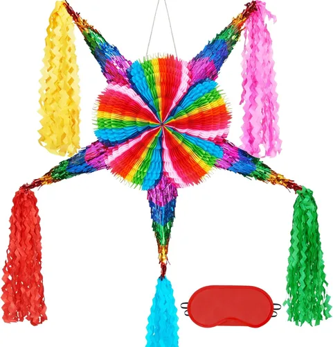 Miniatura 102 de WERNNSAI - Piñata de sirena plegable, piñata de cumpleaños con flecos que incluye cuerda para jalar, venda y bate. Decoraciones