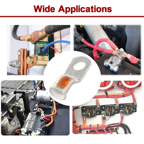 Miniatura 9 de 8 piezas de terminales de cable de cobre estañado de servicio pesado 1/0 AWG con espárrago de 3/8" y 8 piezas de terminales 1/0 AWG con espárrago