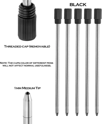 Miniatura 2 de DUNBONG Bolígrafo Metal D1 Recambio para Bolígrafo Multifunción, Paquete Negro de 5 Piezas (Negro)