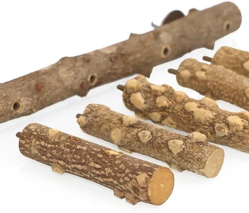 Miniatura 3 de Escalera para pájaros, jaula de perca, soporte de madera natural, juguete masticable para loros pequeños y medianos (M) (escalera de pájaro)