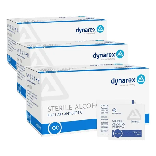 Miniatura 13 de Almohadillas de preparación estériles con alcohol Dynarex DynaSafety - Tamaño mediano - 70% alcohol isopropílico, envueltas individualmente