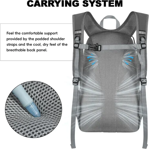 Miniatura 6 de Seektop - Mochila plegable impermeable de 20L para senderismo, mochila ultra ligera y pequeña para día, mochila compactable para hombre y mujer Verde