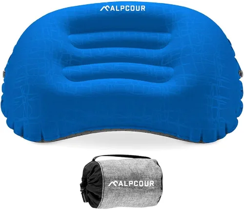 Miniatura 7 de Alpcour Almohada de camping – Almohada de dormir grande, inflable, ultraligera con diseño fácil de inflar, funda exterior impermeable suave y funda