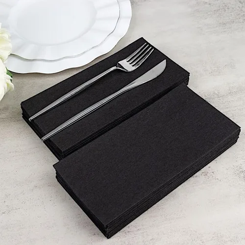 Miniatura 7 de 20 servilletas rectangulares negras de papel Airlaid desechables de 17 x 12 pulgadas, para fiestas, eventos, recepción, decoración del hogar