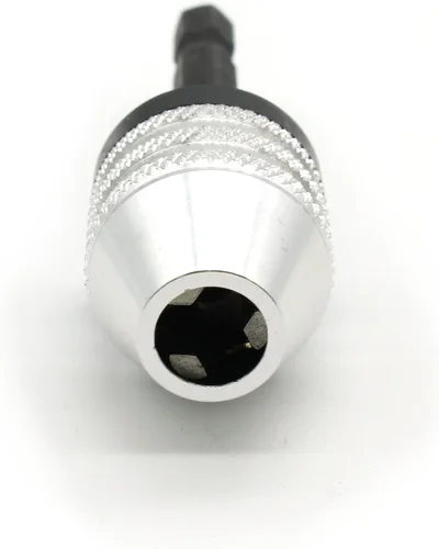 Miniatura 2 de TMAX Adaptador de mandril sin llave de plata vástago hexagonal de 1/4 pulgadas a broca convencional o microtamaño 1/32 pulgadas a 1/4 pulgadas