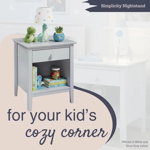Miniatura 4 de Alaterre Furniture Simplicity - Mesita de noche pequeña con cajón y estante abierto grande, mesa auxiliar de madera maciza de 23.5 pulgadas o mesita