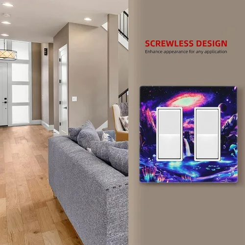 Miniatura 743 de Cubiertas de placa de pared de 3 gang con interruptor de luz de triple palanca, en negro y dorado con esplendor de oro rosa, estampado floral