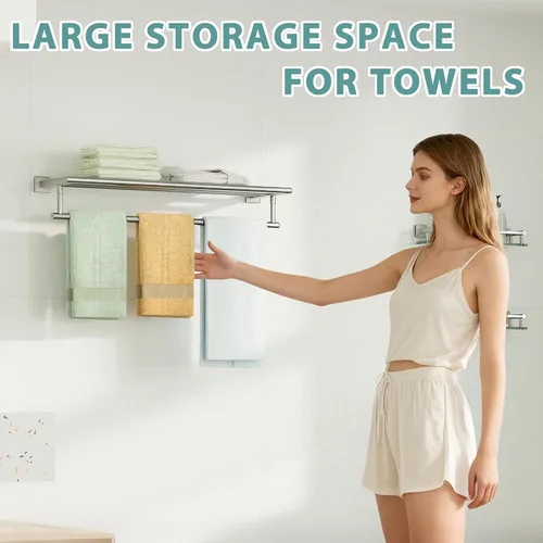 Miniatura 3 de Alise Toallero de 28 pulgadas para baño montado en la pared, toallero de baño con barra de toalla, toalleros dobles para baño, soporte de toallas