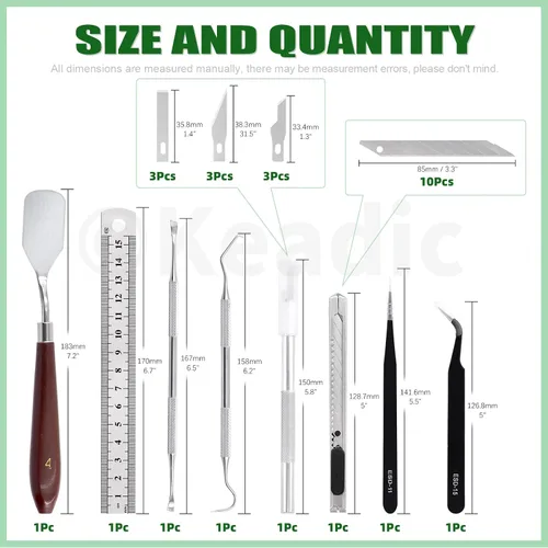 Miniatura 3 de Keadic 31 herramientas de modelo profesional compatibles con herramienta de deshierbe de vinilo, incluye tabla de cortar de papel, cuchillo