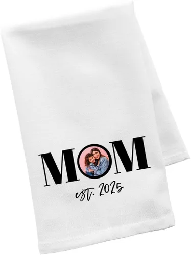 Miniatura 36 de Andaz Press Toalla de Cocina Personalizada, Toalla de Té de Saco de Harina, La Mejor Mamá de Todos los Tiempos Nombres Personalizados de Niños