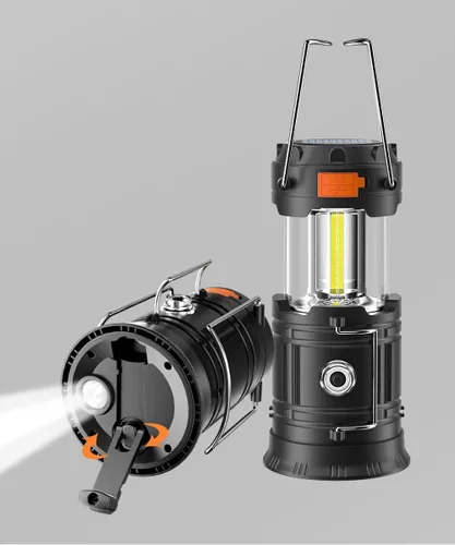 Miniatura 8 de Linterna solar de campamento con manivela, linterna LED ultra brillante portátil de gran capacidad, cargador USB, linterna electrónica