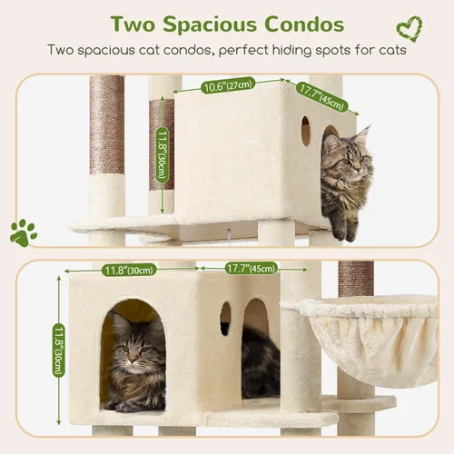 Miniatura 3 de Globlazer Árbol Gigante para Gatos, Árbol para Gatos de 83 Pulgadas para Gatos Grandes Adultos de Interior, Torre XXL para Gatos con 9 Postes