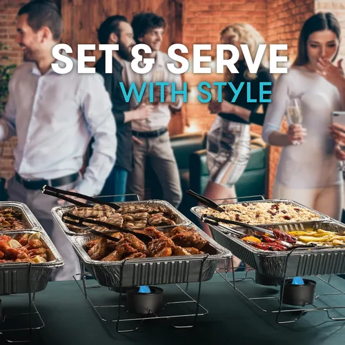 Miniatura 7 de Juego de Bandejas Calentaplatos Desechables para Buffet - Bandejas Calentadoras de Alimentos para Buffet - Calentadores de Alimentos para Fiestas