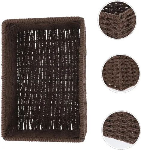 Miniatura 5 de STOBAZA Cesta de almacenamiento de mesa multifuncional Soporte de almacenamiento tejido decorativo para sala de estar